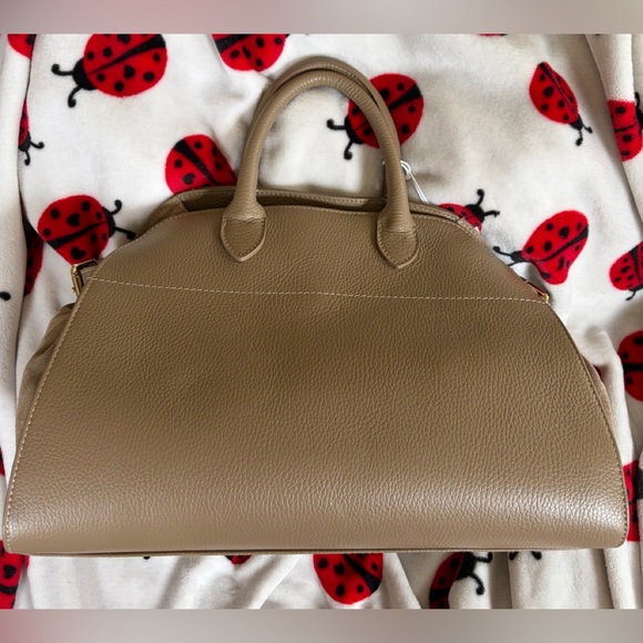 Viral Anna Paola Genuine Taupe Italian  Leather & Suede Satchel Tote - Picture 2 of 11